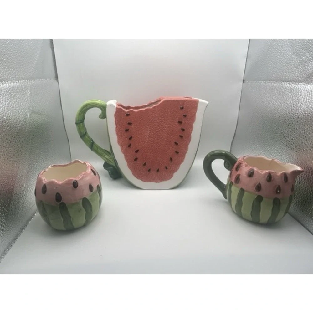 3-PC Watermelon‎ Pitcher & Creamer Set Kitchen Decor